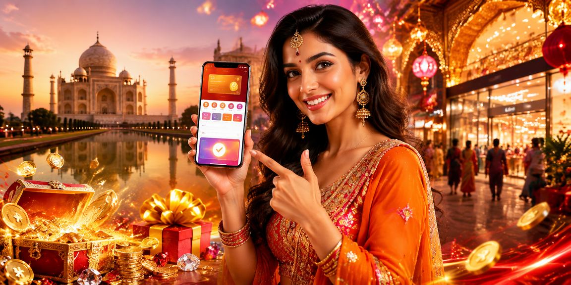 Mobile payment transaction in India with traditional Taj Mahal view